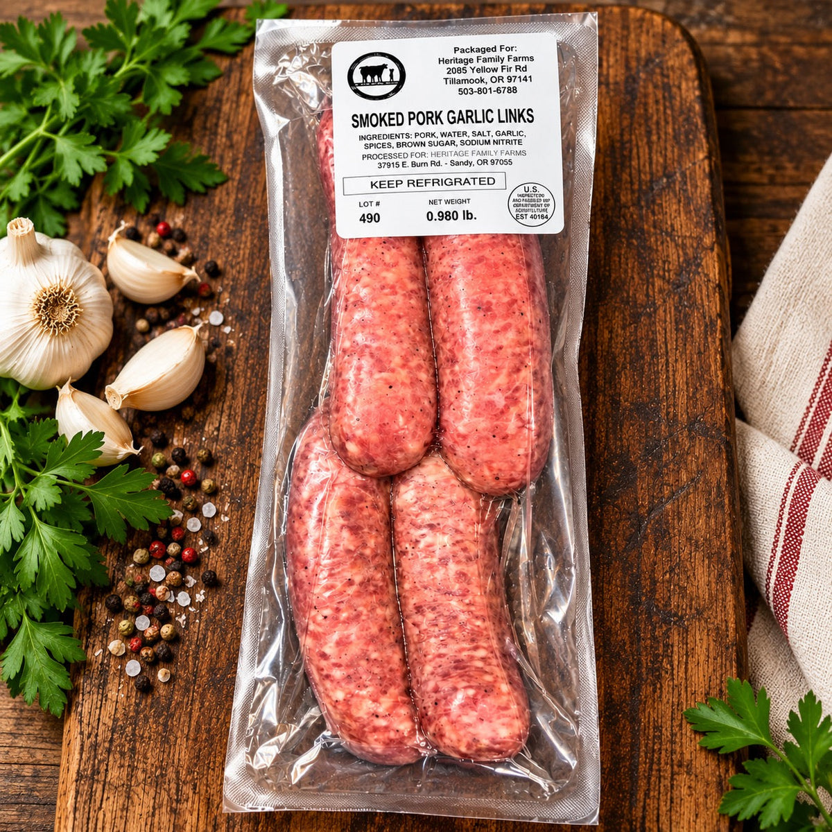 Smoked Garlic Pork Links